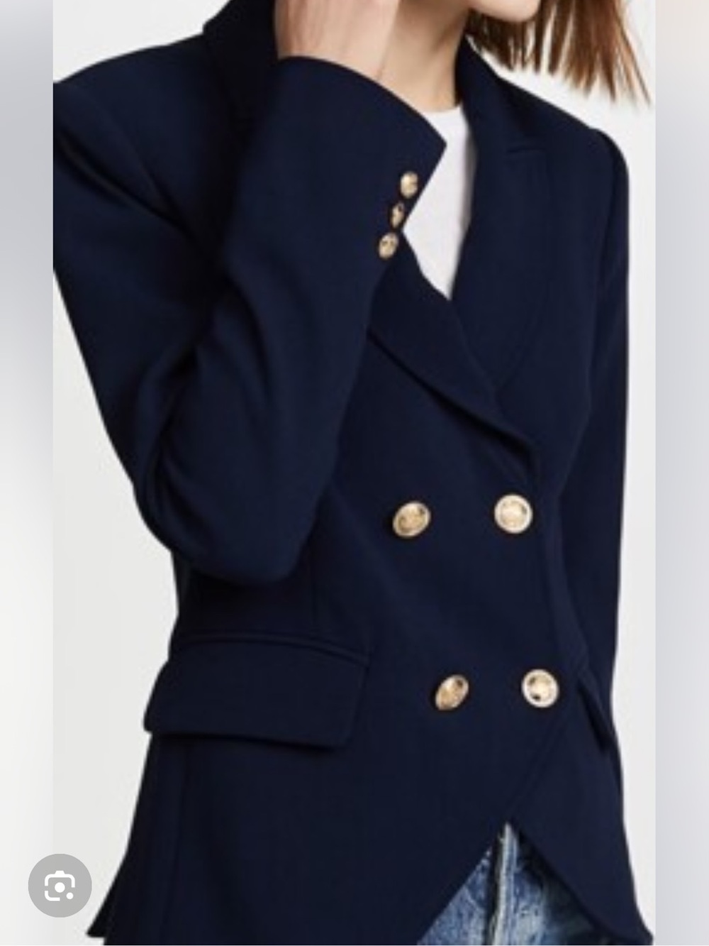 Laveer Women's Navy Double-Breasted Tailored Blazer